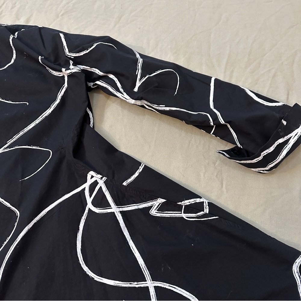 Boutique Cotton Made in India Black and White Women's Mini Dress With Pockets - Picture 5 of 11